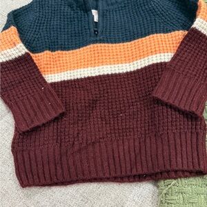 Cat & Jack Women's Turtleneck Sweater in Burgundy, Orange, and Cream